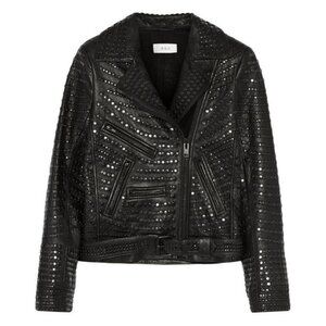 ALC Studded Leather Motorcycle Biker Jacket Black Size 2